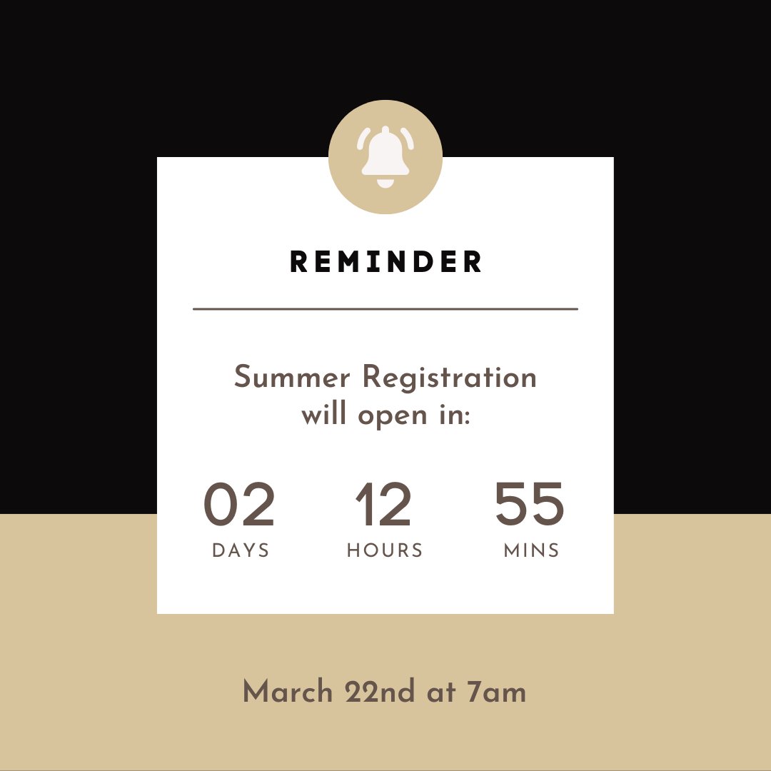 Reminder to all Graduate Students! 

Summer Registration will open at 7 am on March 22nd! 🌞

#BryantUniversity #SummerRegistration #BryantGraduatePrograms