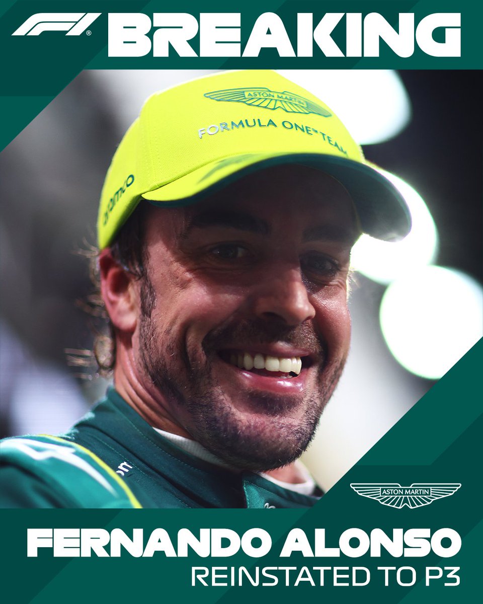 BREAKING: Fernando Alonso's third place in Jeddah is reinstated! #SaudiArabianGP #F1
