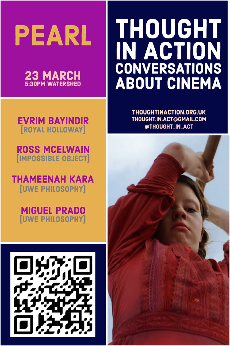 📢 Next event 🎬 #Pearl on Thu 23 March, 17:30, <a href="/wshed/">Watershed</a>. With amazing speakers <a href="/EvrimBayindir/">Evrim Bayındır</a> <a href="/sub_rrosa/">░𝔯░𝔯░𝔬░𝔰░𝔰░</a> <a href="/MiguelPrad0/">Miguel Prado</a> and <a href="/UWEPhilosophy/">UWE Philosophy Community</a> students! Find more info on our website: thoughtinaction.org.uk/next-event. <a href="/ConvoCinema/">Convos About Cinema</a> @UWEEvents