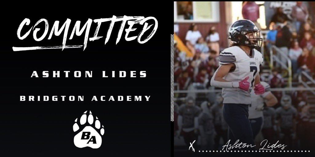 I am proud to announce that I will be attending Bridgton Academy next year and joining the recruiting class of 2024!!⚫️⚪️ <a href="/Bridgton_Ftbl/">Bridgton Academy Football</a> <a href="/Coach_Dugs/">Matt Dugan</a> <a href="/CoachMaratto/">Mike Maratto</a> <a href="/coachpro967/">Coach Pro</a> <a href="/TrentowskiAD/">ESM Athletics</a>