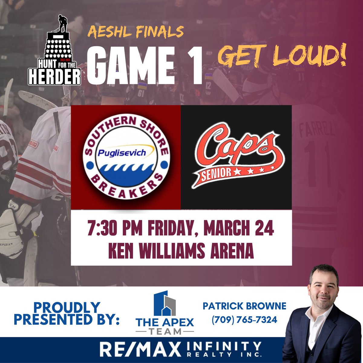 SrBreakers's tweet photo. 🚨GAME 1 IS SET! 🚨

Get out your noise makers and signs! We want YOU to get loud and cheer on #YourBreakers at HOME in Game 1 of the AESHL Finals! 

Game 1 - @SrBreakers 🆚 @SJSeniorCaps 

Friday, March 24 @ 7:30 PM
Ken Williams Southern Shore Arena

#GoBreakersGo
@NLsrHockey https://t.co/ISHweRCnGg