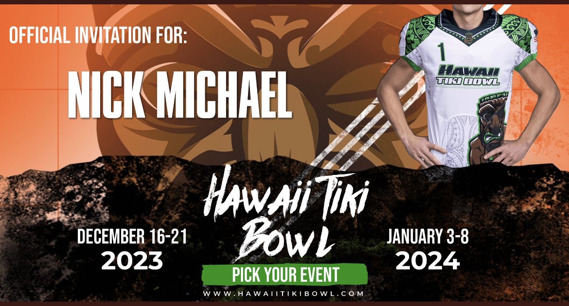 Thank you for the invite <a href="/HawaiiTikiBowl/">Hawaii Tiki Bowl</a> <a href="/CoachRoseCHSFB/">CoachRose_CHSFB</a> <a href="/RylandSpencer/">Ryland Spencer™</a> <a href="/247Sports/">247Sports</a>