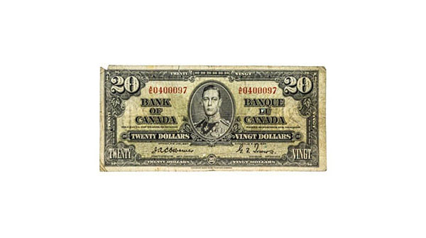 Bank of Canada 1937 $20 -Osbourne |Tower
auctionnetwork.hibid.com/lot/150354833/… - Mixed Stock &amp; Collectibles | Coins, Stamps, Banknotes, RCM &amp; More! Online Auction  Sunday, March 19, 2023 at 6:30pm EST.
#OnlineAuction #CoinAuction #Stamps #Collectibles #Banknotes #Auction