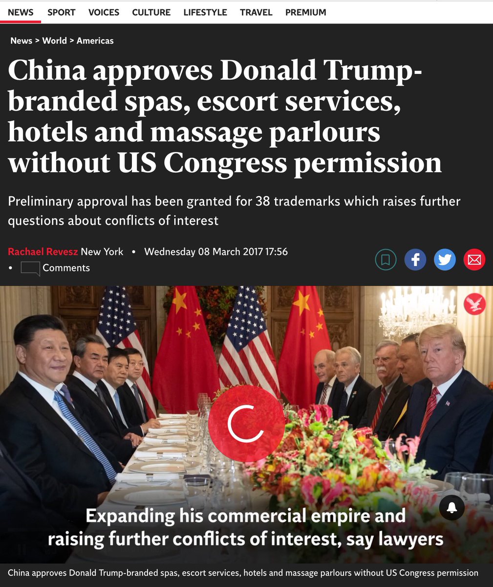 NidiaGraceBlue's tweet photo. @GOP @JamesComer The Trump family received trademarks from China during a trade war that bankrupted our farmers and Republicans  like Comer looked the other way. https://t.co/d0rYZ7ioI1
