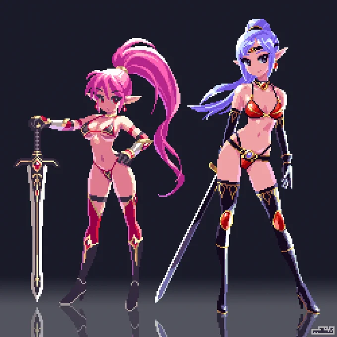 #三億アカウントの中から私を発掘してくださいドット絵でビキニアーマーとかよく描いてる人です 