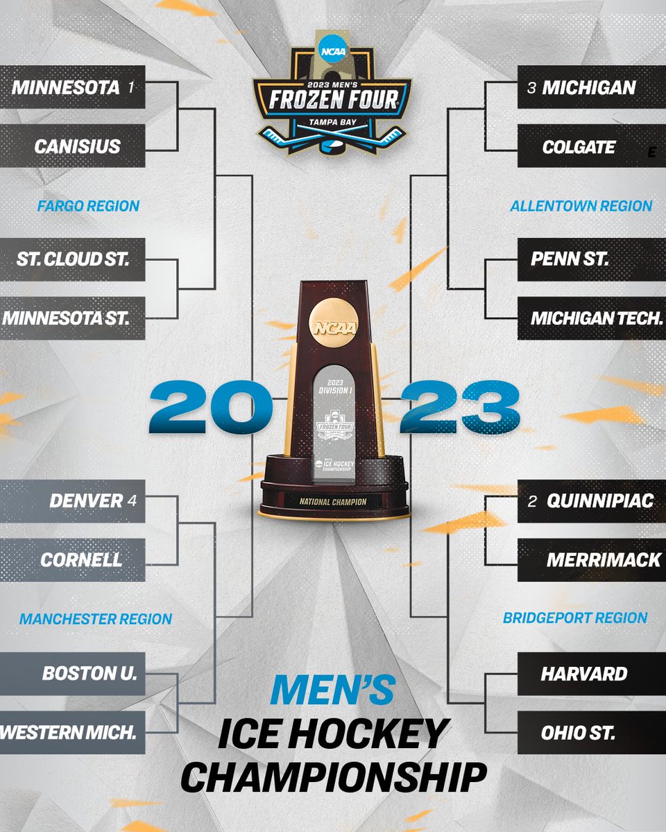 NCAAIceHockey's tweet photo. It all ends in Tampa 🏒🏆

➡️ https://t.co/5YX3xzU1xH
 
#NCAAHockey https://t.co/APlRpitkSv