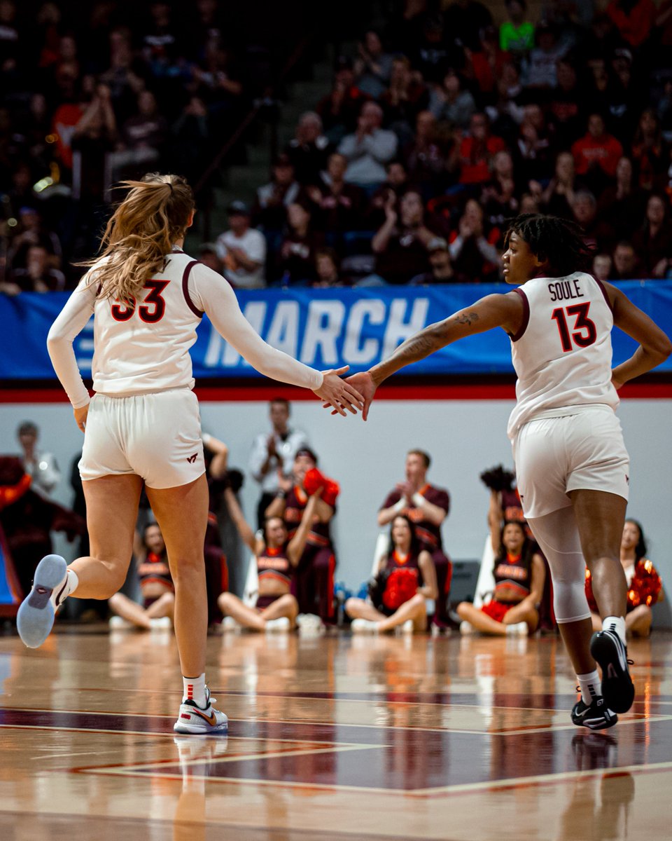 Teamwork makes the dreamwork 🤝

Behind a well-balanced attack, No. 1 <a href="/HokiesWBB/">Virginia Tech Women's Basketball</a> defeats No. 9 South Dakota State 72-60 to advance to the 𝗦𝘄𝗲𝗲𝘁 𝟭𝟲.