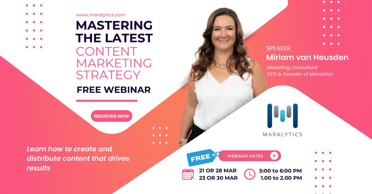 MiriamvHS's tweet photo. Next series of webinar topics starts tomorrow:
How to Create and Distribute Content That Drives Results
We will discuss the latest tactics and best practices for developing an effective content strategy that engages your audience.
Click here to register - https://t.co/v3jktNw0WH https://t.co/wWsVQsuoIo