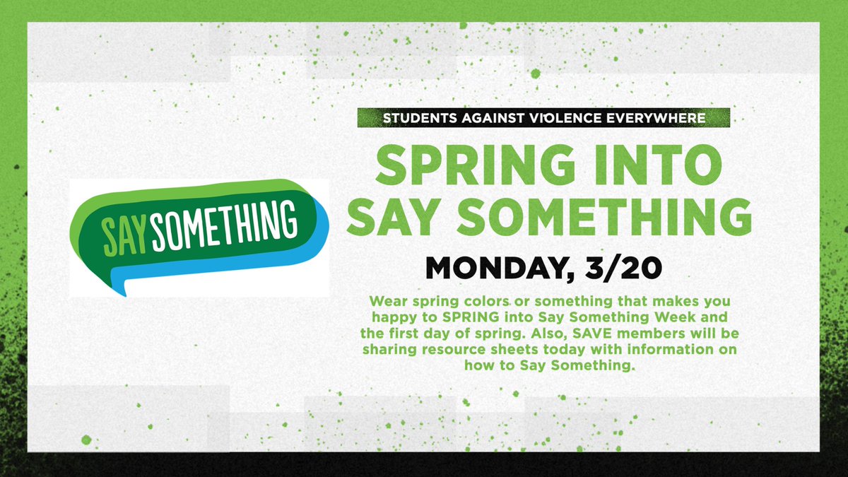 Joel Morales (@j0elmorales) on Twitter photo Tomorrow starts #SaySomethingWeek at HP! 💚🌷 Let’s SPRING into Say Something Week and the first day of spring! Check the photo below for more info! ⬇️ <a href="/HPRwildcats/">High Point Regional High School</a> <a href="/JonTallamy/">Jon Tallamy</a> <a href="/hprhs_save/">hprhs_save</a> @hprhs_lreese <a href="/lindsay_aurora_/">lindsay</a> #HPSAVE #hprwildcats #TopofNJ Tomorrow starts #SaySomethingWeek at HP! 💚🌷 Let’s SPRING into Say Something Week and the first day of spring! Check the photo below for more info! ⬇️ <a href="/HPRwildcats/">High Point Regional High School</a> <a href="/JonTallamy/">Jon Tallamy</a> <a href="/hprhs_save/">hprhs_save</a> @hprhs_lreese <a href="/lindsay_aurora_/">lindsay</a> #HPSAVE #hprwildcats #TopofNJ