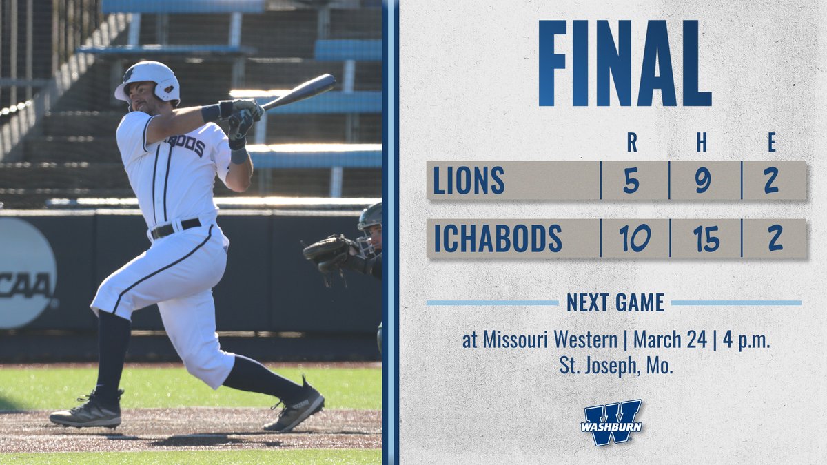 FINAL | Washburn wins the finale, 10-5! Cale Savage was 3-5 with a home run, double, and collected five RBI! #GoBods