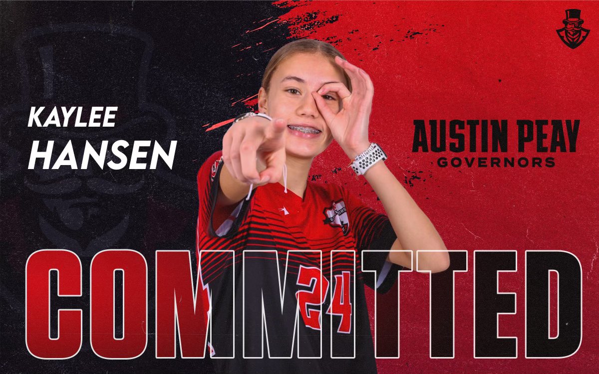 Kaylee Hansen (@kayleeh1406) on Twitter photo I am super excited to announce that I will be playing D1 soccer and furthering my academic career at Austin Peay State University!! I would like to thank everyone who supported me. Let’s go Peay!🎩‼️‼️ <a href="/GovsWSOC/">Austin Peay Soccer</a> <a href="/Kimmy_Mac03/">Kim McGowan</a> <a href="/SFCGirlsAcademy/">Sockers FC Girls Academy</a> <a href="/Sockers06GA/">Sockers FC 2006 GA</a> #LetsGoPeay I am super excited to announce that I will be playing D1 soccer and furthering my academic career at Austin Peay State University!! I would like to thank everyone who supported me. Let’s go Peay!🎩‼️‼️ <a href="/GovsWSOC/">Austin Peay Soccer</a> <a href="/Kimmy_Mac03/">Kim McGowan</a> <a href="/SFCGirlsAcademy/">Sockers FC Girls Academy</a> <a href="/Sockers06GA/">Sockers FC 2006 GA</a> #LetsGoPeay