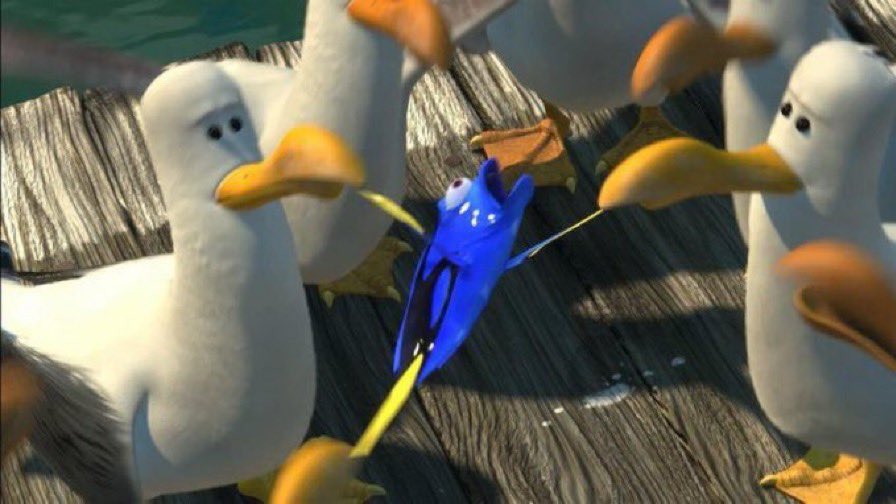 reactjpg's tweet image. finding nemo dory fish getting ripped apart by seagulls