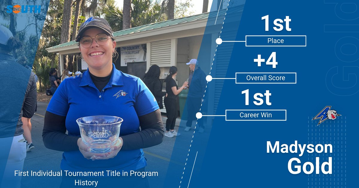 UNCAvlWGolf's tweet photo. Congratulations to @MadysonGold on winning her first career title and the program's first ever individual tournament title today at the Low Country Intercollegiate #ALLinAVL #BoomDawgs https://t.co/CirTNzMqXf