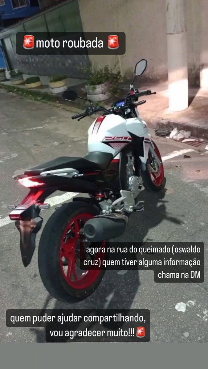 mlk_jaja's tweet photo. roubaram minha moto hoje por volta das 16h da tarde!!! na rua do queimado (OSWALDO CRUZ) ela está sem placa.
(dizem que está pelo chapadão)
quem puder dar rt aí, vai me ajudar muito.🚨 https://t.co/b4RwCqRaGu