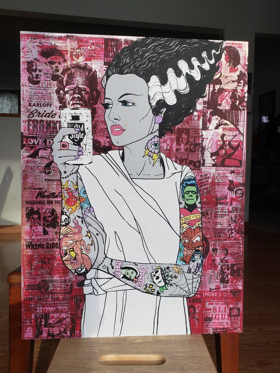 Bride of Frankenstein Hipster Series. 18x24 edition of 7 #painting #popculture #silkscreen #printmaking