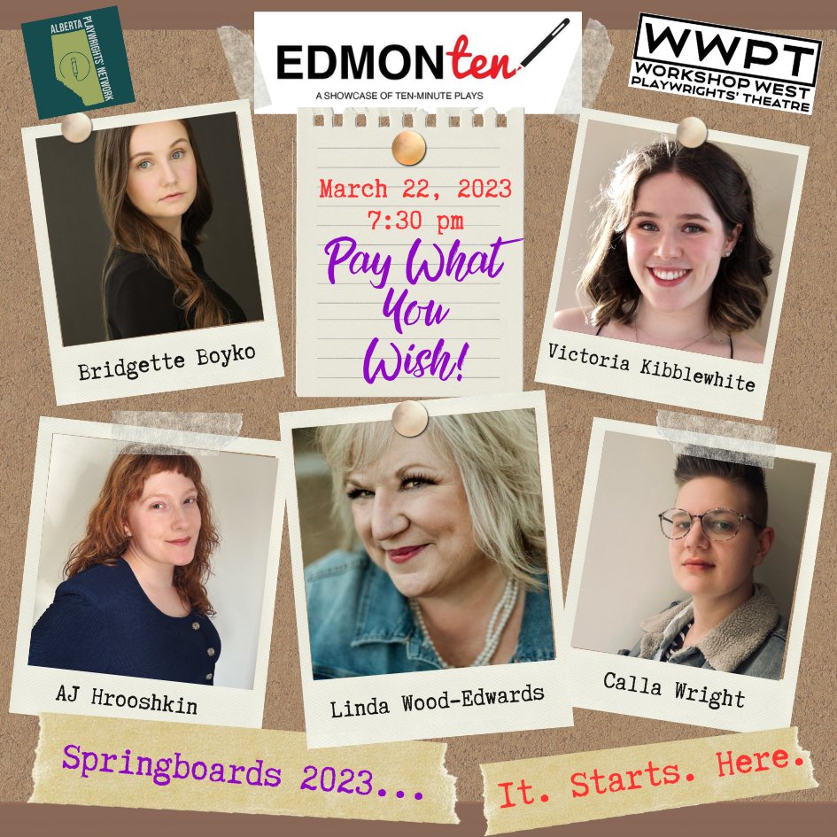 The winners of this year's EDMONten will be featured on March 22 at the kick-off to <a href="/WorkshopWest/">Workshop West Playwrights' Theatre</a> 's Springboards Festival!

Details: workshopwest.org/springboards-2…