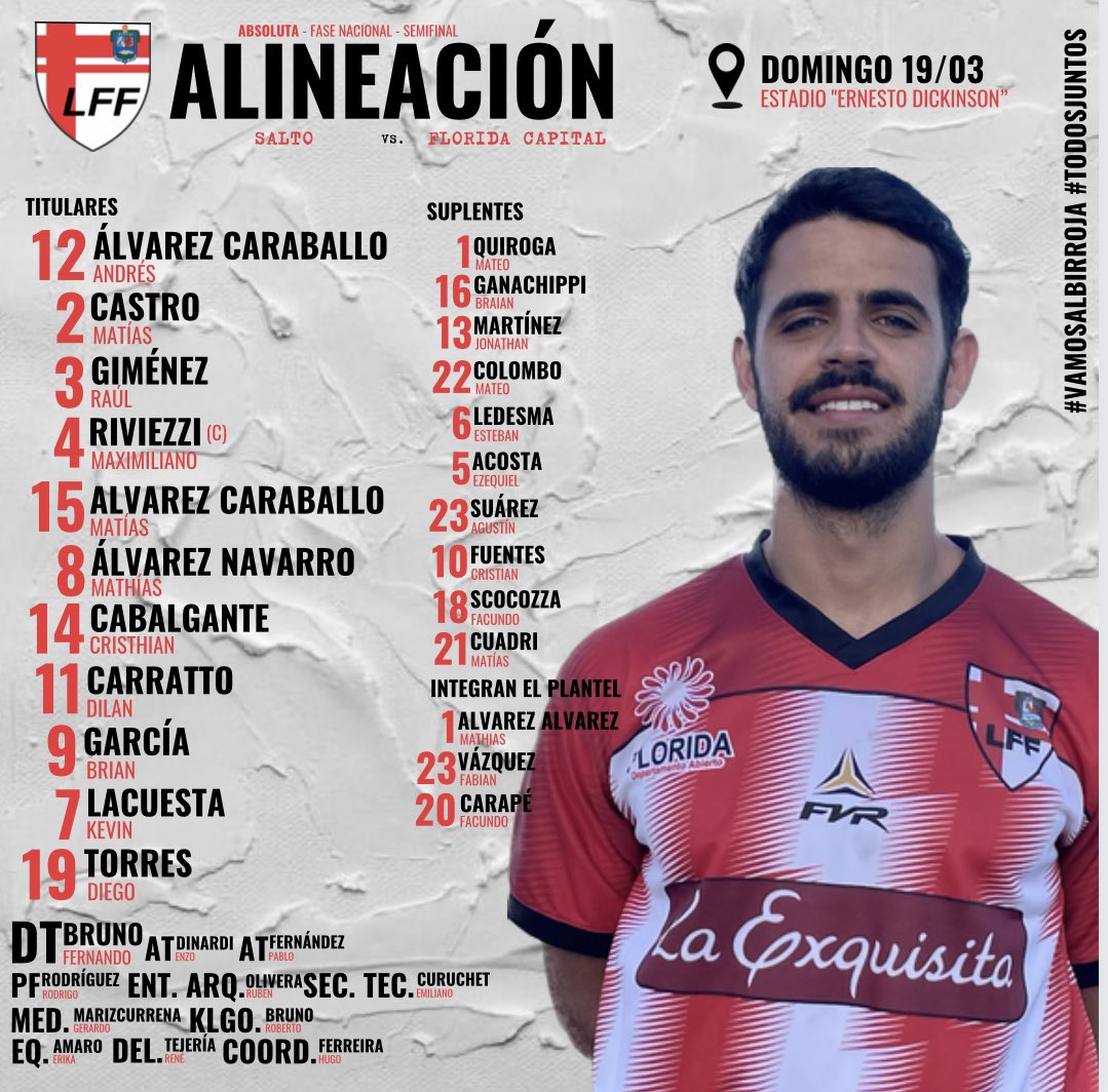 #Albirroja | Así formaremos ⚪️🔴💪🏻

Minuto a minuto en Twitter <a href="/liga_florida/">Liga Fútbol de Florida</a>

#VamosAlbirroja