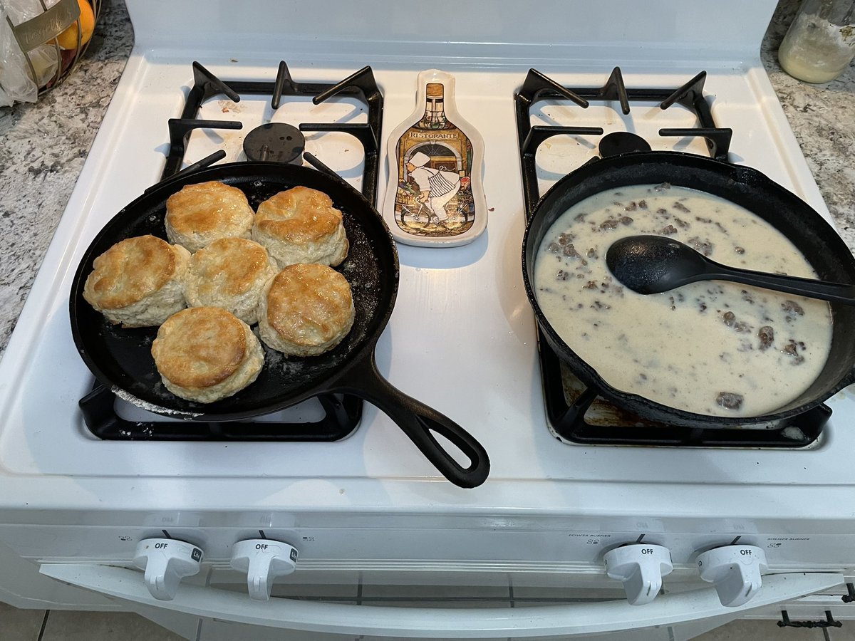 dannygilliam's tweet photo. This weekend has been all about comfort food. Last night chicken parmesan (with homemade marinara of course) and tonight buttermilk biscuits and sausage gravy. #NotJustForBreakfast @the_dadchef https://t.co/glyBS4bLpI