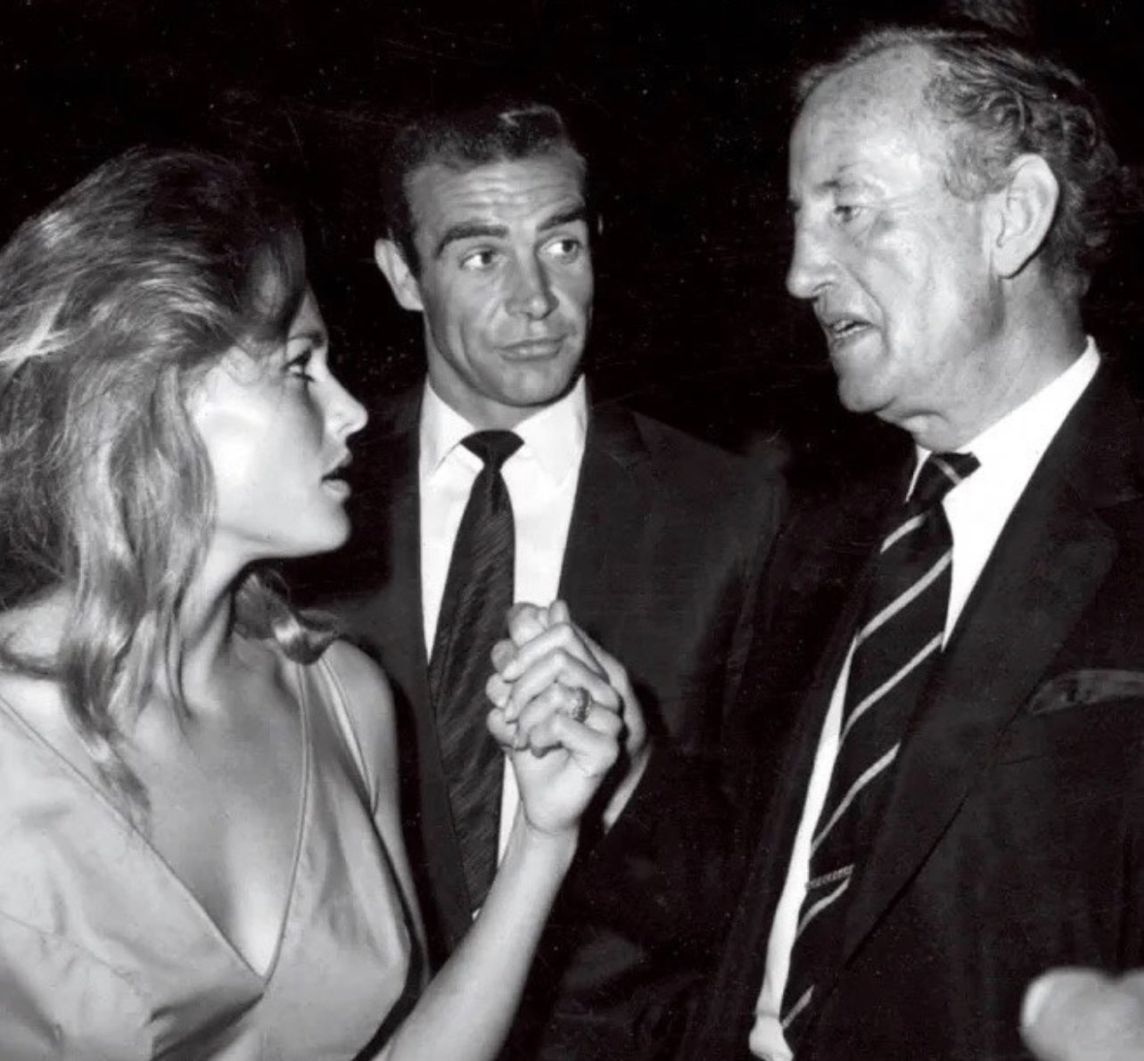 Happy Birthday to Ursula Andress pictured here with Ian Fleming and Sean Connery from 1962 s DR. NO. 