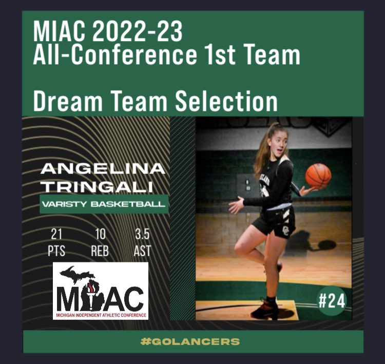 Congratulations to Angelina Tringali for the MIAC All-Conference 1st Team and Dream Team Selection from the <a href="/MIACConference/">M.I.A.C.</a> Coaches!!