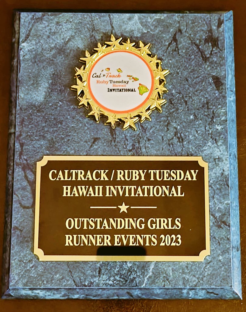 Blessed to have competed against some of the fastest athletes in Hawaii at the CalTrack Ruby Tuesday Hawaii Invitational. Received the award for Outstanding Girls Runner Events for my 100m and 200m races.