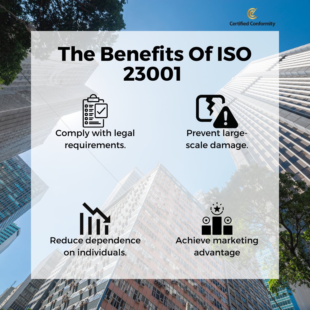 Any size or type of organisation, whether for-profit or non-profit, public or private, can profit from ISO 23001👍

certifiedconformity.com/contact/ 

#iso #isocertification #certification #training #ISO23001 #business #improvement #assessment #isocertificationbody #quality #isocertified