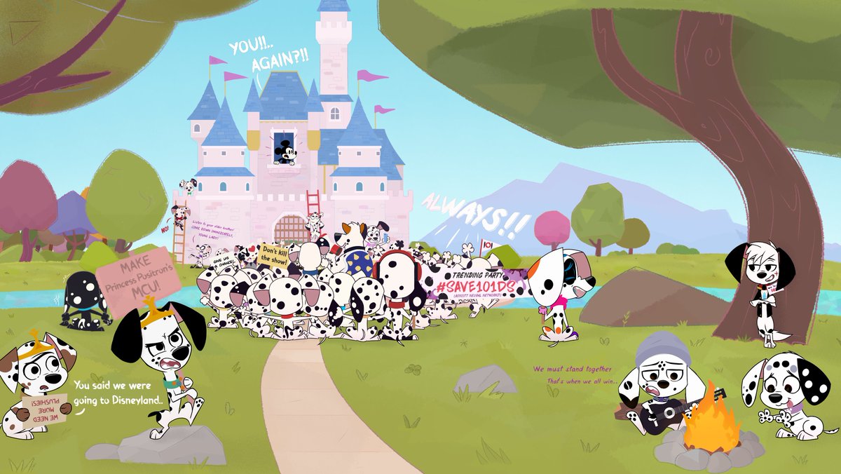 - Diesel, you're not holding the sign right!
- got you! 
'flips the sign backwards'
#101Dalmatianstreet #Disney  #DisneyPlus #101trendingparty #Save101DalmatianStreet #Save101DalmatianStreet #Save101DalmatianStreet