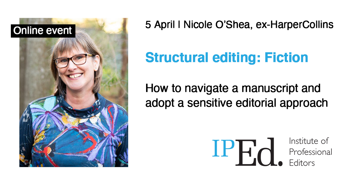 IPEditors's tweet image. Providing structural feedback to an author can be a daunting process for an editor. In this webinar on 5 April, fiction editor Nicola O’Shea will share her approach to the structural editing process. To book: iped.memnet.com.au/MemberSelfServ…

#professionaldevelopment #structuralediting