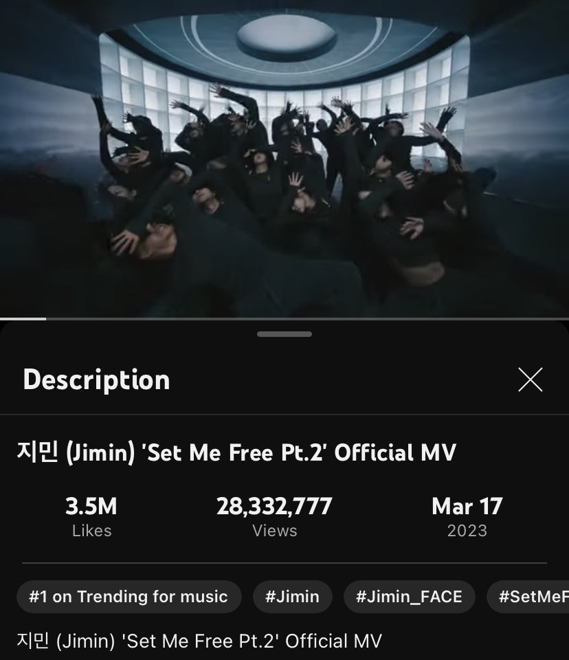 지민 (Jimin) 'Set Me Free Pt. 2' Official MV Live View Count 