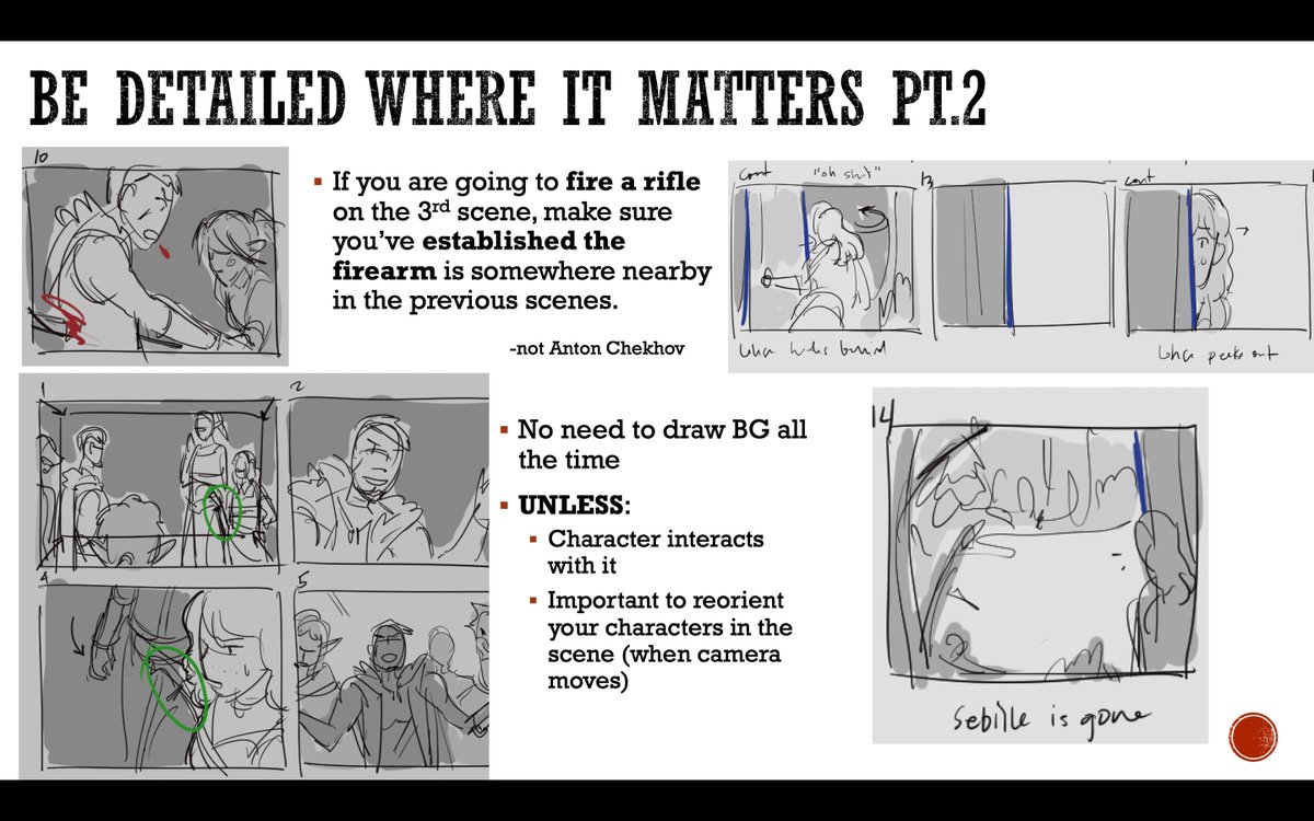 additional storyboarding tips for my class ft my half-assed doodles and Kaneda's bike lol 🏍️💨 