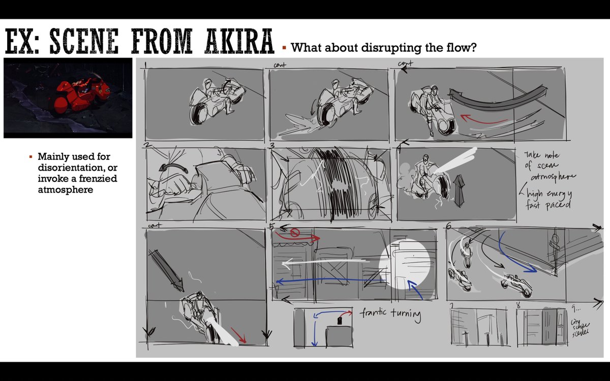 additional storyboarding tips for my class ft my half-assed doodles and Kaneda's bike lol ๐๏ธ๐จ