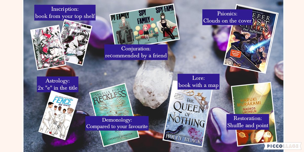 The 2nd year at <a href="/MagicalReadthn/">Magical Readathon: Orilium</a> is about to start and me and my TBR are ready! :D
Thank you unsplash.com/de/@farreal for sharing the wonderful photo of gems on unsplash.com/de