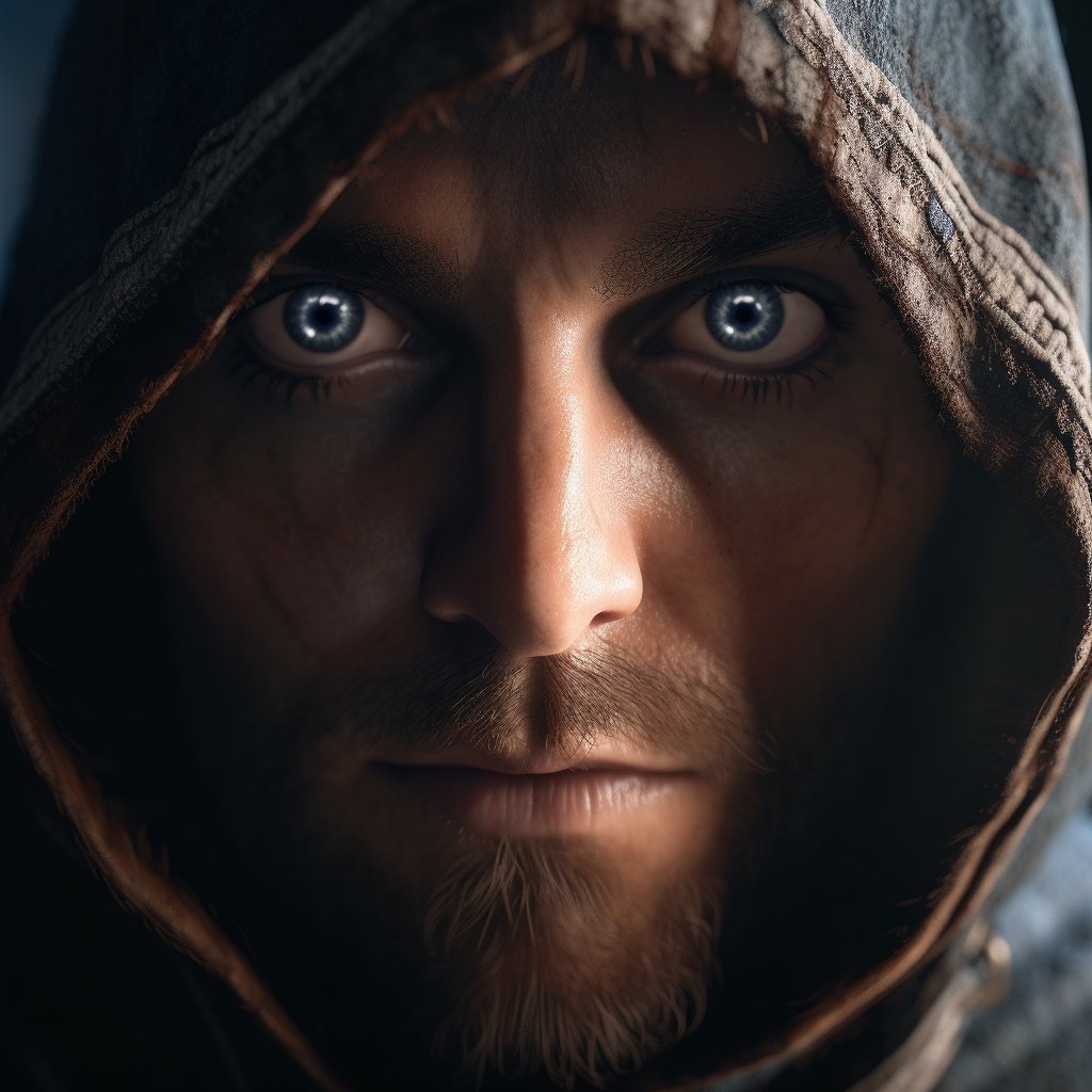 Hsc_SoF's tweet photo. prompt：Face shot of an assassin, Assassin’s creed, photo realistic. #midjourneyv5 #AIイラスト #AIart #AIグラビア #AssassinsCreed https://t.co/DSu0G6WGhV