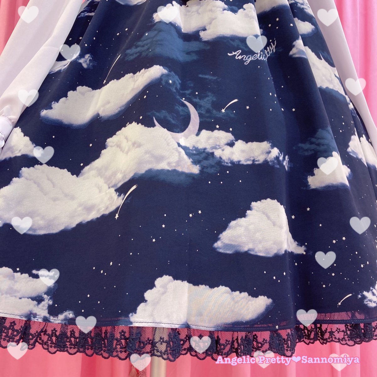定番公式通販 Angelic Pretty ハート胸当て付きスカート 新色サックス
