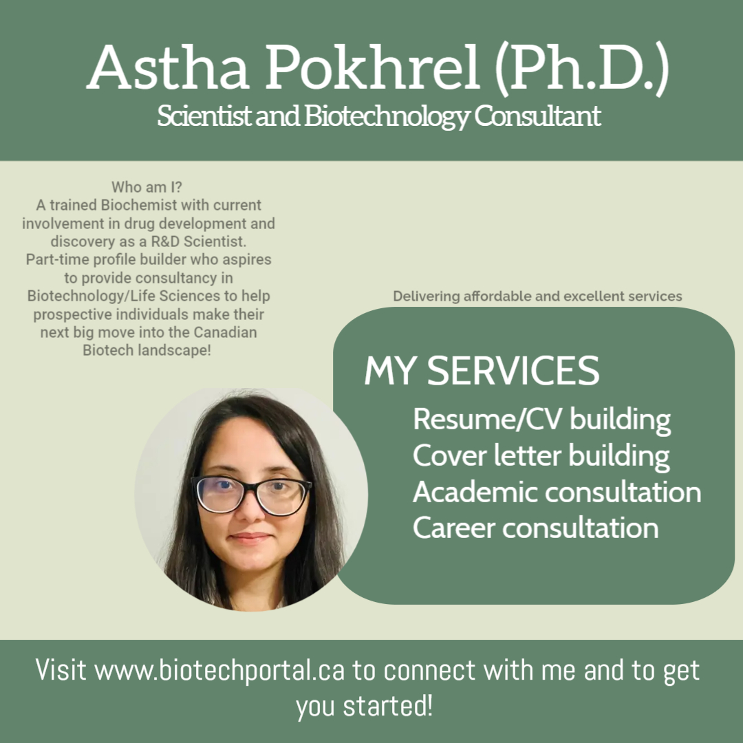 “The only thing worse than starting something and failing is not starting something at all." 
Starting a side gig as a Biotech consultant and profile builder to prospective individuals based in- or planning to move to Canada. Please share and support! 🙏