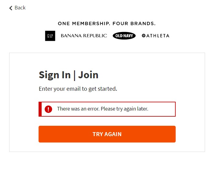BarbRoznai's tweet photo. Hey @Gap @OldNavy please fix your website. Cannot login on Chrome anywhere. https://t.co/rjGBL71Byp