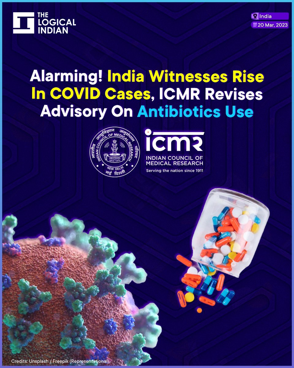 LogicalIndians's tweet photo. In response to the nationwide increase in COVID-19 cases in the past week, the Indian Council of Medical Research (ICMR) has released updated Covid-19 guidelines.
#cvoid19 #icmr #antibiotics #Covid19India https://t.co/rmICEpI1lE