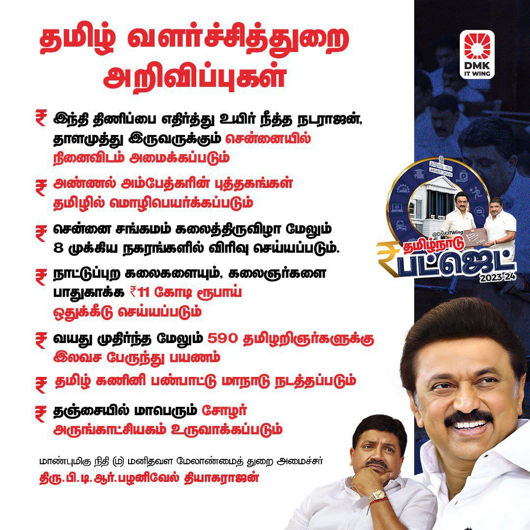 DMKITwing's tweet photo. "தஞ்சையில் மாபெரும் சோழர் அருங்காட்சியகம் உருவாக்கப்படும்"

- நிதி அமைச்சர் திரு @ptrmadurai அவர்கள்.

#TNBudget2023 https://t.co/asx9SnXxOn