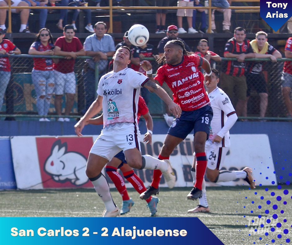 Con doblete de Jonathan McDonald, San Carlos 🔴🔵 le empató a la Liga 🔴⚫️ en tiempo de reposición
