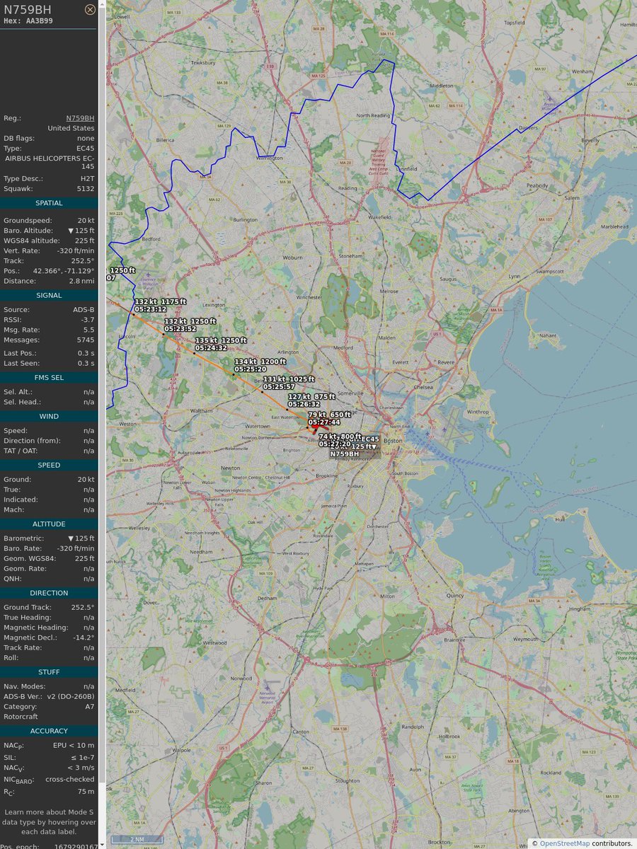 PlaneBoston's tweet image. ICAO: #AA3B99
Flt: #N759BH #AIRMETHODS
First seen: 2023/03/20 01:25:14
Min Alt: 875 ft MSL
Min Dist: 1.17 nm

#planefence #adsb - planefence.com
globe.adsbexchange.com/?icao=aa3b99