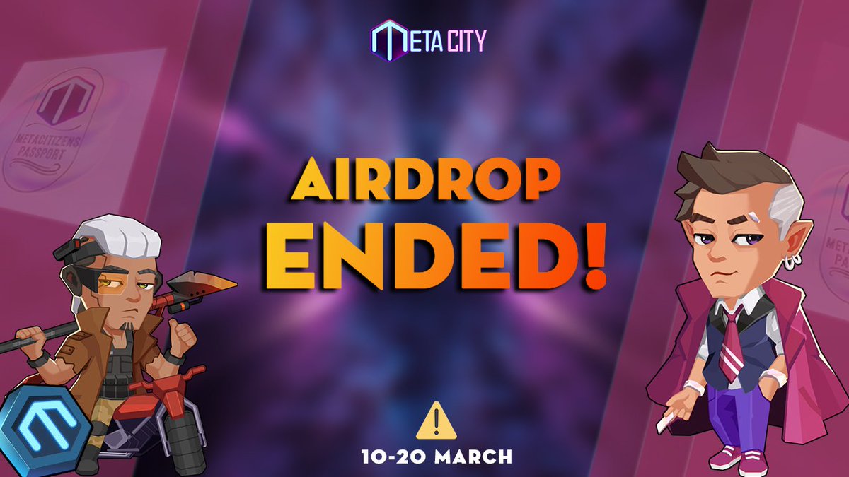 0xHaley_'s tweet photo. 🚨 ATTENTION ALERT🚨
🎁 Claim your #NFT and become a #Metacitizen!
⏰ The MetaCity x Quest3 Airdrop Event ends on 2023/03/20 12:30 (UTC+07:00)
🏃♂️ Don't miss out on this limited opportunity!
🎯 Check if you are the chosen one
#MetaCity #NFTs #Metaverse #Airdrop #Giveaway https://t.co/GoBJo0gmFo
