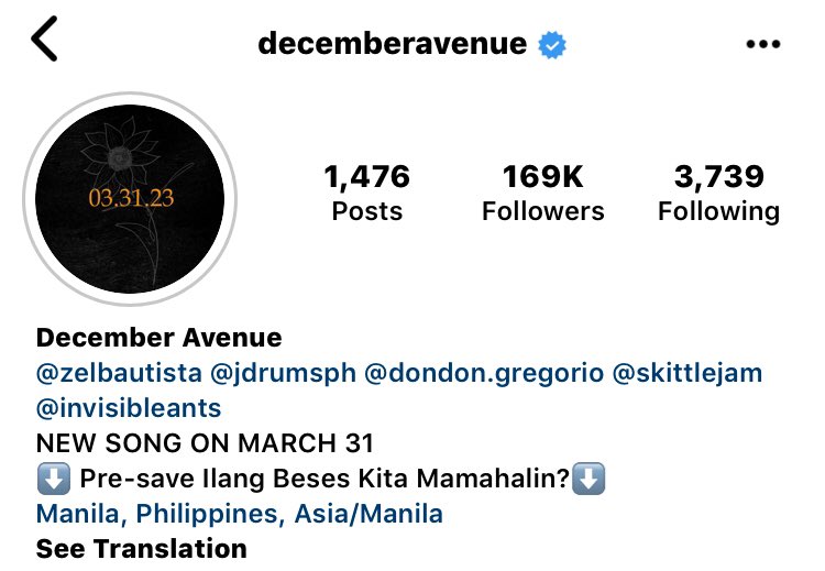 DecemberAvenue band followed #BelleMariano on IG ❤️