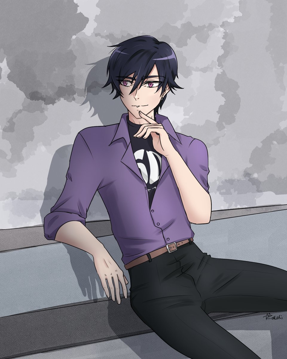 r0kuki's tweet photo. I love Naoya more that I love myself, and yes, I drew his 25th anniversary's outfit too late, but I really loved seeing him in it! 🖤💜

#P1 #Persona #NaoyaToudou #25thanniversary https://t.co/xXdyXgWAoF