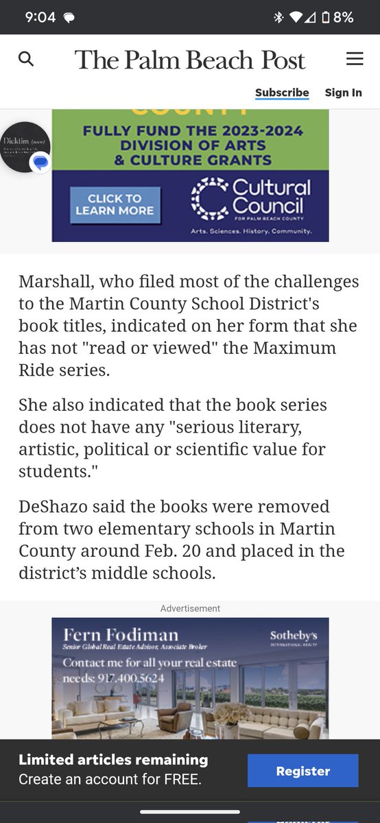 tmonique32's tweet photo. @4TiffanyJustice @JP_Books @GovRonDeSantis @my_Beck_n_call We are now national news, again. The worst part is the 1 parent, Marshall, who challenged the books has admitted to the Palm Beach Post that she didn't read any of them. https://t.co/kpa6nWHQ3v
