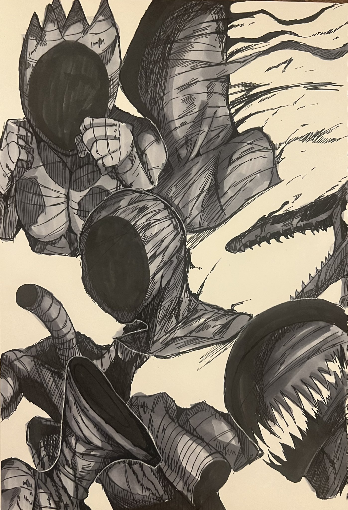 炭で描いた絵 自画像 MBM木炭紙に木炭，オイルパステル #絵 #絵画 #美術 #現代