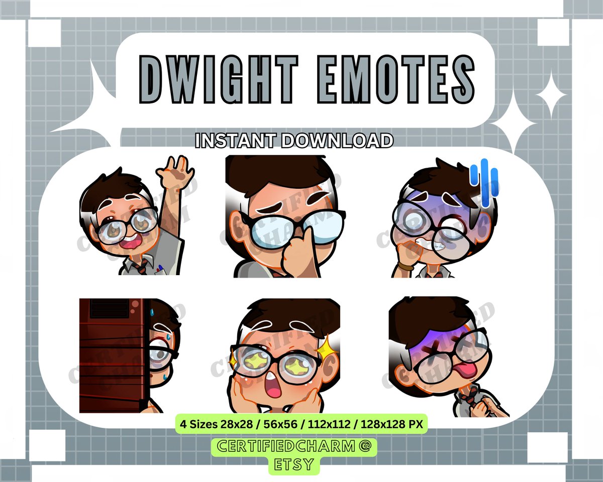 C3rtifiedCharm's tweet photo. Excited to share the latest addition to my #etsy shop: Dwight Fairfield {Dead By Daylight} Emotes Pack for Twitch/Discord | Premade Custom Twitch Emotes https://t.co/kzejk0eK9P #dwightdbd #dbd #deadbydaylight #dwightemotes #streameremotes https://t.co/41BSvlehAo