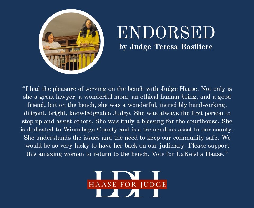 JudgeHaase's tweet image. Thank you for the endorsement, Judge Basiliere!