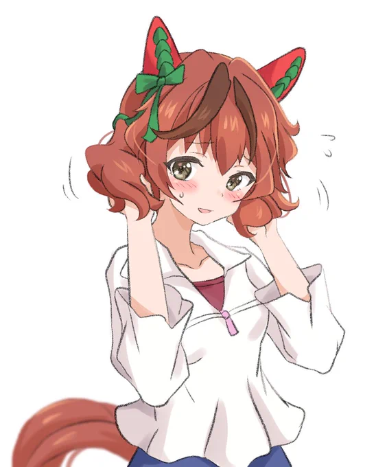 髪の毛切りすぎて照れ顔を隠せないネイチャさん。#ウマ娘 #ナイスネイチャ 