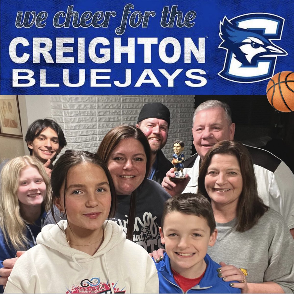 Congratulations to Coach <a href="/cucoachmac/">Coach McDermott</a> and his <a href="/BluejayMBB/">Creighton Men’s Basketball</a> Blue Jays! Just an outstanding WIN vs Baylor! Sweet 16 bound, keep rolling Jays! 👏❤️🏀 #RDJ #NCAA #Sweet16 Even bobble head Dougie made the pic! <a href="/DougMcdermott20/">Doug McDermott 7</a> 😂#LetItFly