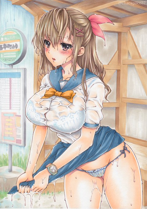 田舎のバス停にて 